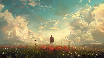 Wall Mural - Solitude in a Field of Dreams