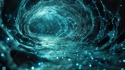 Wall Mural - abstract digital art: glowing network in dark space