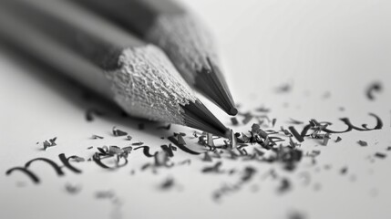 Close-up image of grey pencils on white paper with shavings, possibly in a pattern. Handwritten words hint at a festive or new beginning theme.