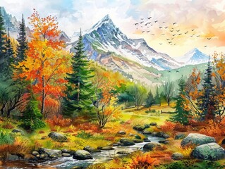 Wall Mural - Mountain Stream Scene