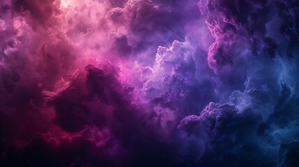 Poster - Black dark deep purple violet blue pink magenta fuchsia sky Storm rain cloud Fog smoke mist steam Gloomy night dramatic ominous sky Fantasy universe mystic Or spooky evil nightmare hor : Generative AI
