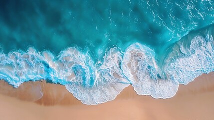 Wall Mural - Beautiful beach sea in summer seasonTravel and nature environment conceptSea beach background Top view image from drone : Generative AI