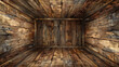 © Ishaq - A wooden box with rough, textured walls. It's like a vintage crate or storage space.