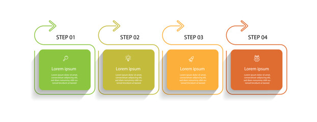 Poster - 4 step process infographic template vector with icons can be used for workflow, business information and presentation 
