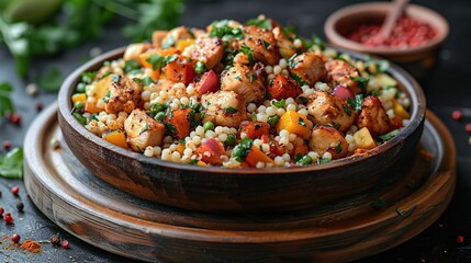 Canvas Print - Chicken and Couscous Salad with Vegetables