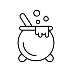 cauldron line icon with white background vector stock illustration