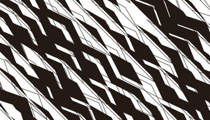 Poster - Black and white abstract geometric pattern pattern. Grunge shape for background and jersey design. Vector Format Illustration 