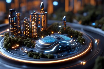 Poster -  AI metropolis, advanced urban design, digital networks, futuristic technology