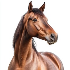 Wall Mural - A stallion horse is isolated on a white background with a transparent cut out on top