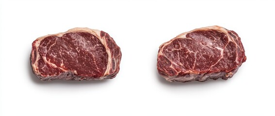 top view of two raw deer meats on a transparent background
