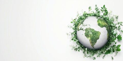 Earth Day Concept: Minimalist White Background Design for World Environment Day. Sustainable ESG and Green Energy Illustration Promoting Eco-Friendly Practices and Environmental Stewardship. Ideal for