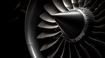 Close-Up of an Airplane Engine Fan Blade