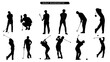 © Ade - collection of Golf man silhouettes in different posses clipart vector illustrator
