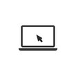 © Denys - Laptop with a cyberspace cursor clicking on display black illustration isolated. Vector icon in flat style