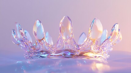 Poster - Iridescent Glass Crown on a Purple Background