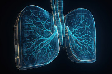 Poster - Artificial implant science concept with technological AI lungs on the circuit board.