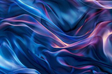 Wall Mural - Abstract Silky Blue and Pink Fluid Waves - Smooth and Flowing Digital Art with Vibrant Gradient Colors and Soft Motion