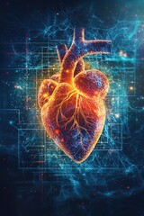 Poster - ECG human heart medical, vertical background