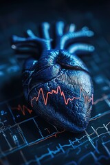 Poster - ECG human heart medical, vertical background