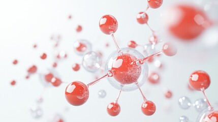 Poster - 3D abstract illustration of molecules or atoms against a white background representing concepts in digital technology science chemistry and medicine