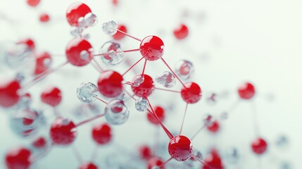 Poster - 3D abstract illustration of molecules or atoms against a white background representing concepts in digital technology science chemistry and medicine