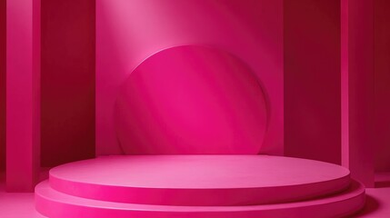 Poster - 3D podium showcase against a vibrant pink backdrop