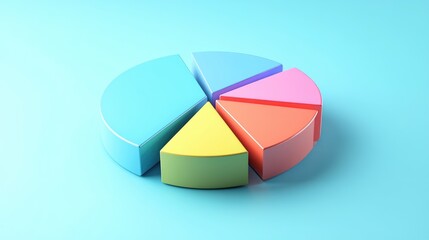 Poster - 3D rendered pie chart with empty space for text showcasing a circular diagram design