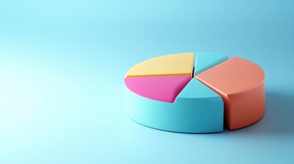 Poster - 3D rendered pie chart with empty space for text showcasing a circular diagram design