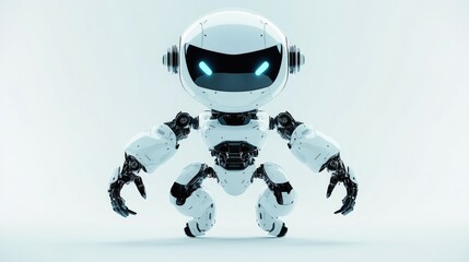 Poster - A surprising artificial intelligence robot in motion set against a white background 3D illustration