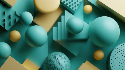 Poster - Abstract 3D rendering featuring a contemporary geometric backdrop for graphic design applications