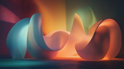 Poster - Abstract digital art featuring three dimensional objects illuminated with soft diffused light