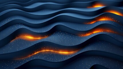 Wall Mural - abstract wave curve background with a modern design. Featuring luxury paper cut elements, golden patterns, halftone gradients, and dark blue tones 