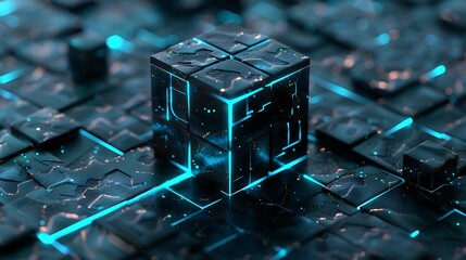 Wall Mural - abstract glowing cube pattern