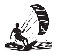 Wall Mural - kitesurfing silhouette illustration icon vector