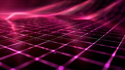 Wall Mural - abstract pink grid with glowing lines