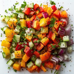 Sticker - Fresh Colorful Salad with Bell Peppers, Cucumber and Red Onion