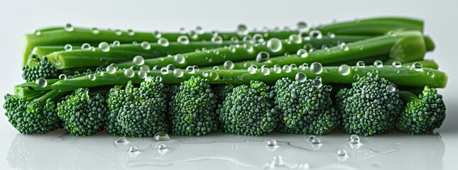 Sticker - Fresh Green Broccoli with Water Droplets