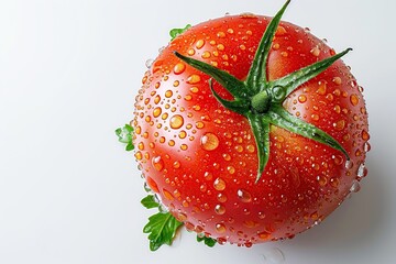 Poster - Juicy Red Tomato with Water Droplets