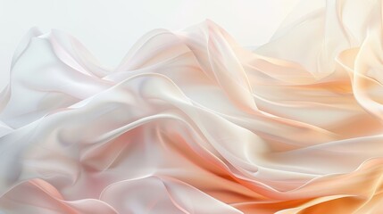 Poster - White and peach-colored fabric with a smooth, flowing texture