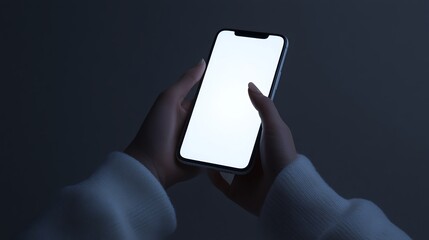 Wall Mural - person holding a smartphone with bright white screen