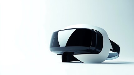 Wall Mural - White and Black Virtual Reality Headset on White Surface