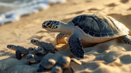 Sea Turtles Nesting on the Beach