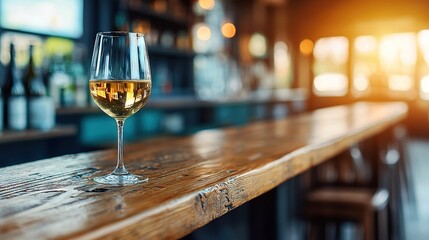 Wall Mural -   A glass of wine sits atop a wooden table alongside a bottle and another glass of wine