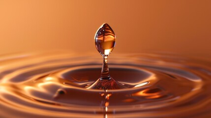 Aufkleber - A drop of oil melts and forms unique shapes in golden light, capturing the beauty of fluid dynamics