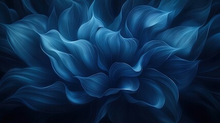 Wall Mural -   Blue flower on black background, blurred center