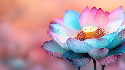 Wall Mural -   A pink and blue flower centered on a triadic pink, blue, and pink backdrop