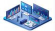 © sawaratch - Isometric art of a modern trading dashboard, trading, dashboard, stock market, finance, analytics, data