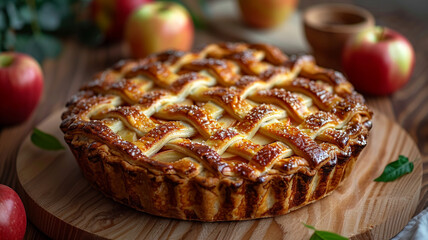 Sticker - Fragrant apple pie close-up