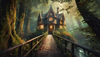 Wall Mural - spooky halloween house