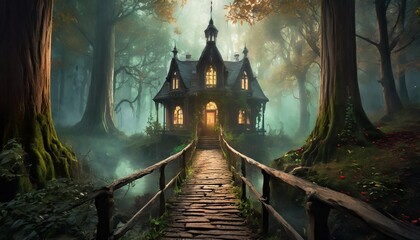 Poster - spooky halloween house